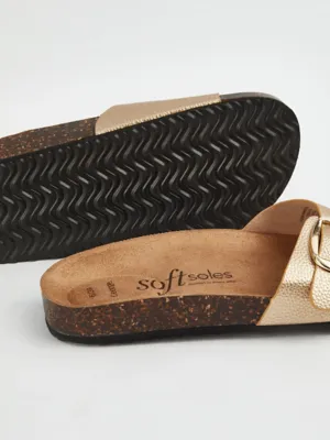 Gold Single Buckle Flatbed Sandals | Women | George at ASDA
